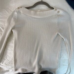 Madewell Off-the-Shoulder Ribbed Sweater in Cream